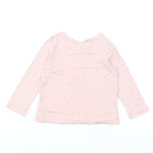NEXT Girls Pink Polka Dot Cotton Basic T-Shirt Size 12-18 Months Round Neck Pullover