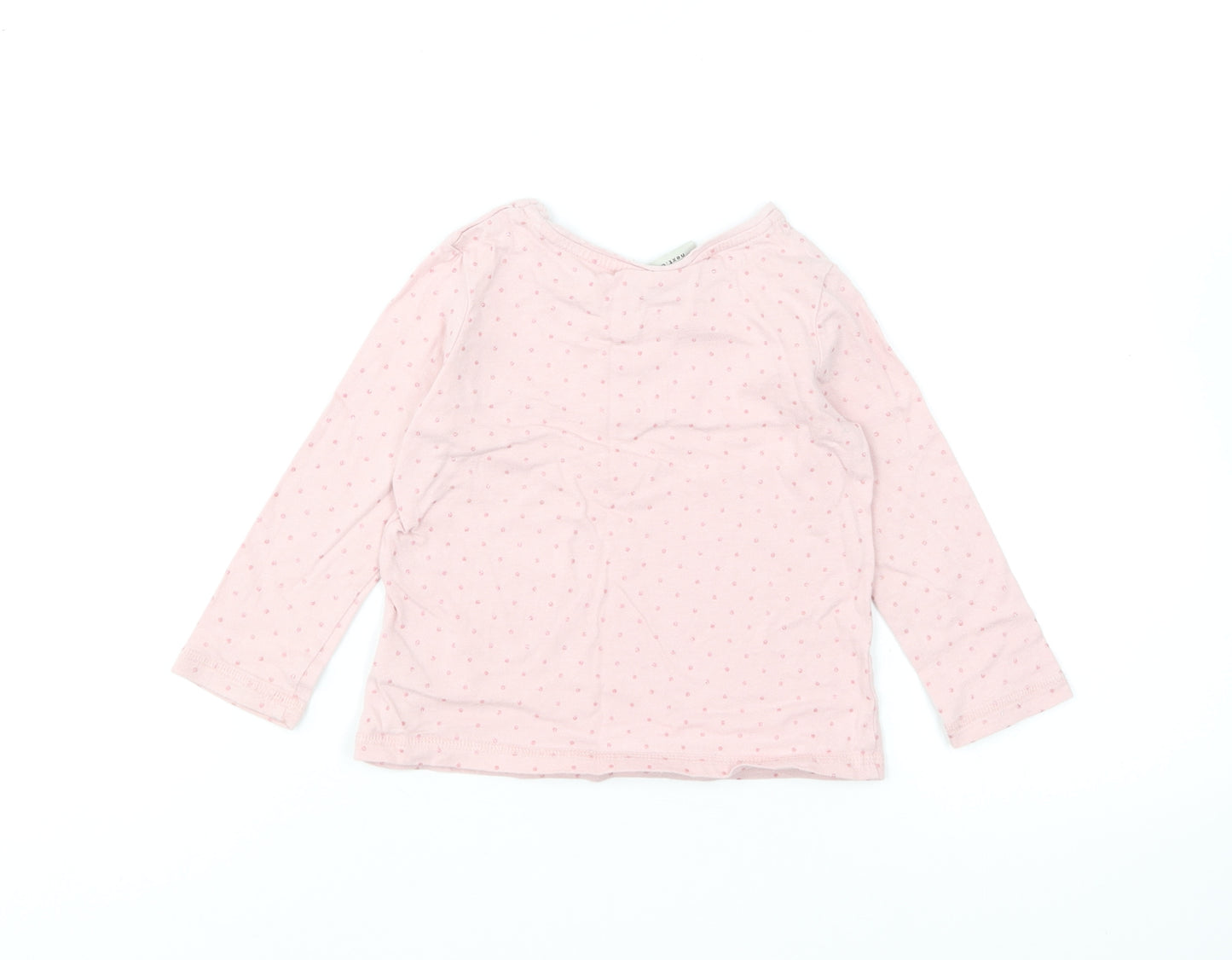 NEXT Girls Pink Polka Dot Cotton Basic T-Shirt Size 12-18 Months Round Neck Pullover