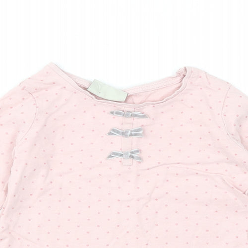 NEXT Girls Pink Polka Dot Cotton Basic T-Shirt Size 12-18 Months Round Neck Pullover