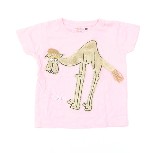 Sabine P Moser Girls Pink Cotton Basic T-Shirt Size 12-18 Months Round Neck Pullover - Dubai Camel