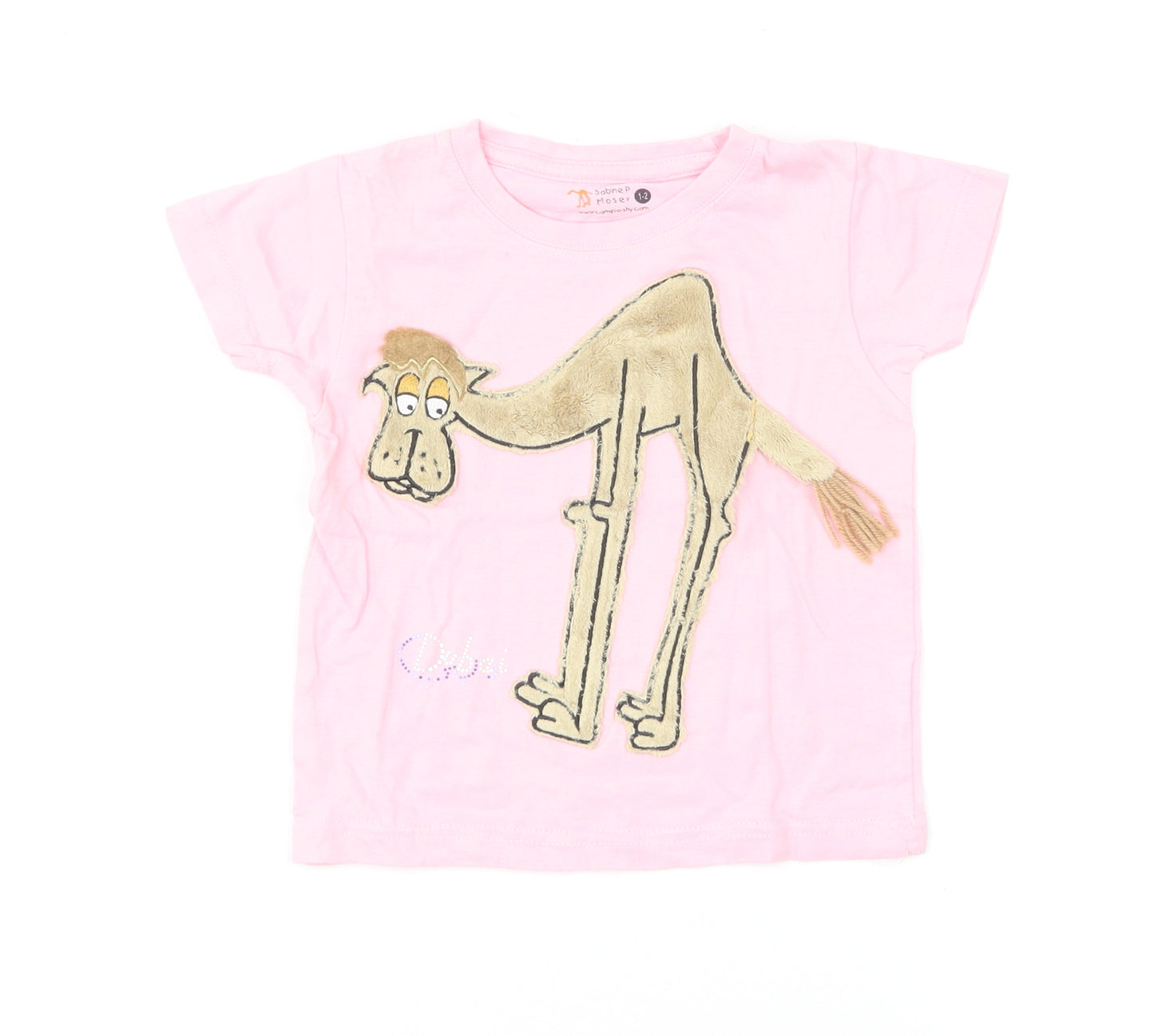 Sabine P Moser Girls Pink Cotton Basic T-Shirt Size 12-18 Months Round Neck Pullover - Dubai Camel