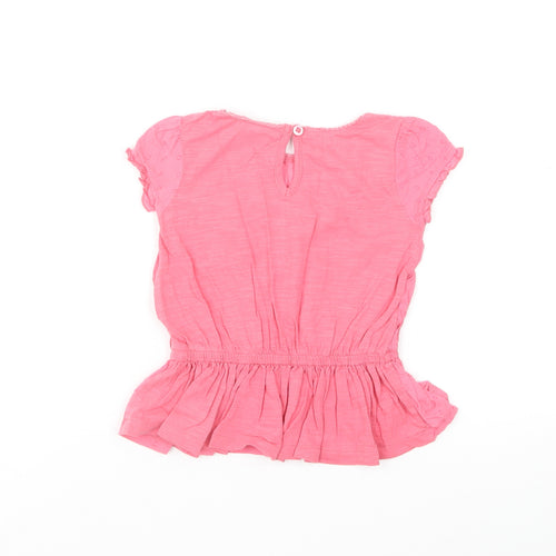 NEXT Girls Pink Cotton Basic Blouse Size 12-18 Months Round Neck Button