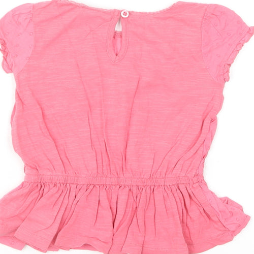 NEXT Girls Pink Cotton Basic Blouse Size 12-18 Months Round Neck Button