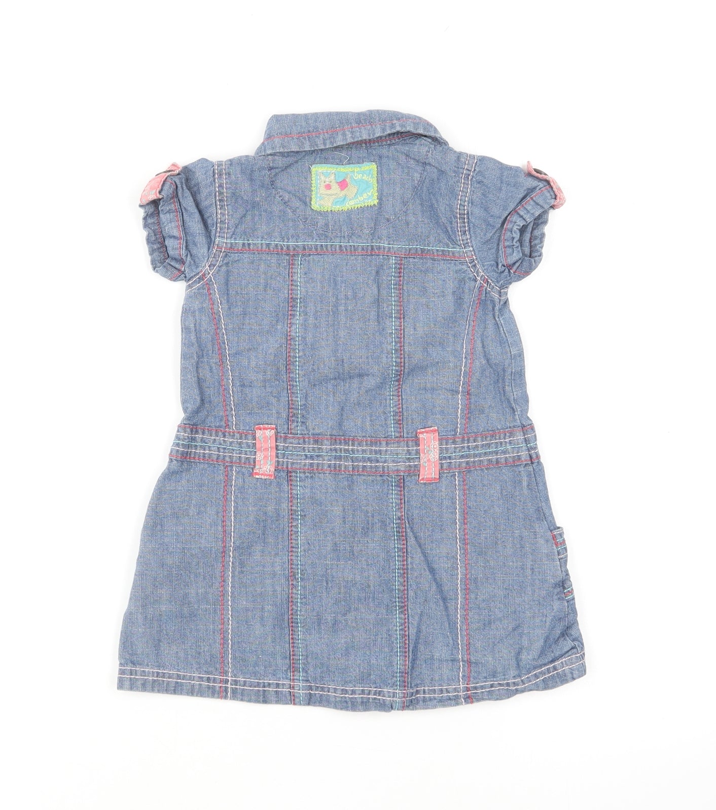 NEXT Girls Blue Cotton Shirt Dress Size 9-12 Months Collared Button