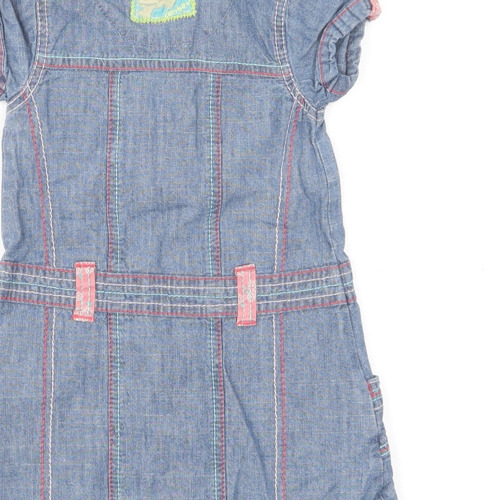 NEXT Girls Blue Cotton Shirt Dress Size 9-12 Months Collared Button