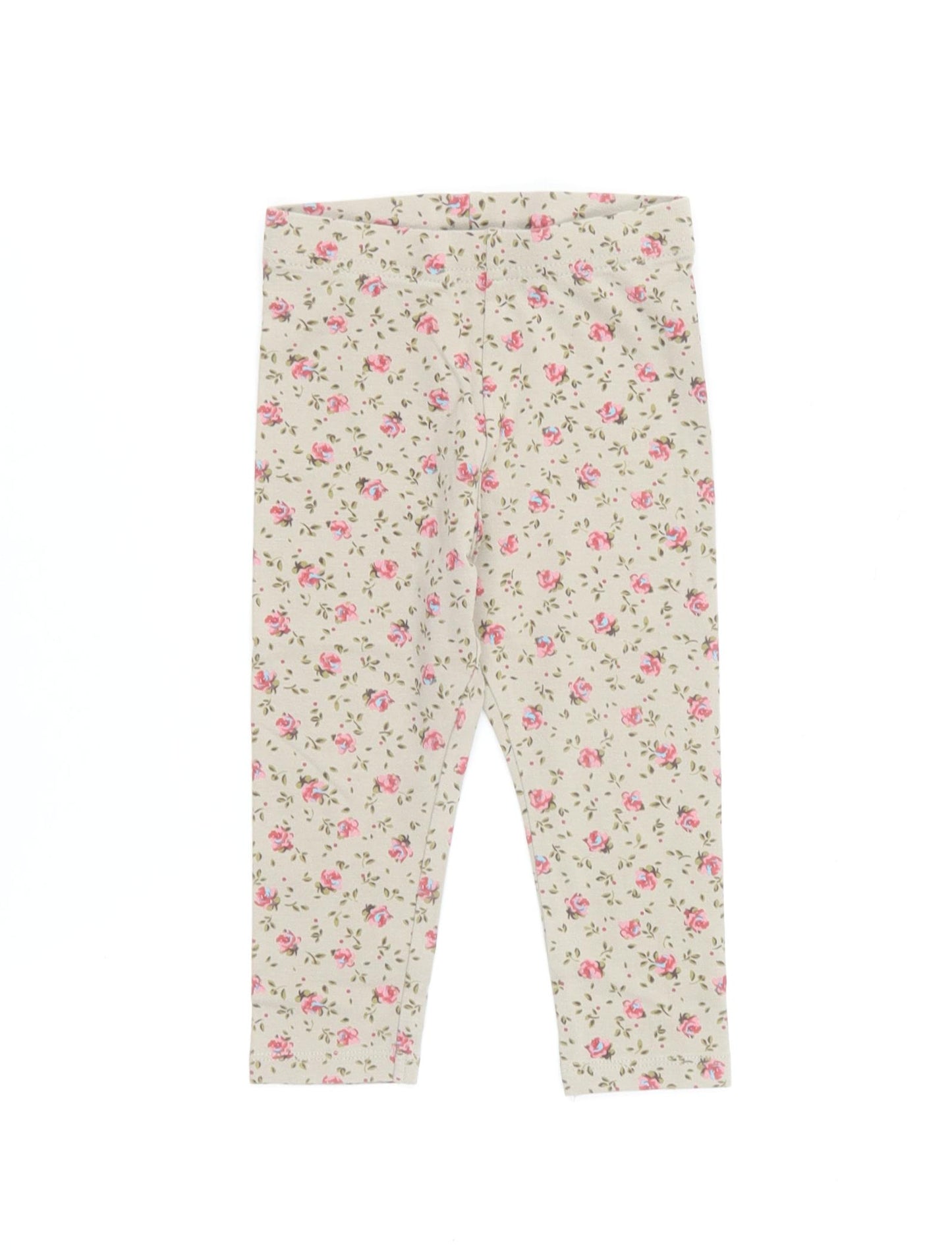NEXT Girls Multicoloured Floral Cotton Jogger Leggings Size 12-18 Months Pullover