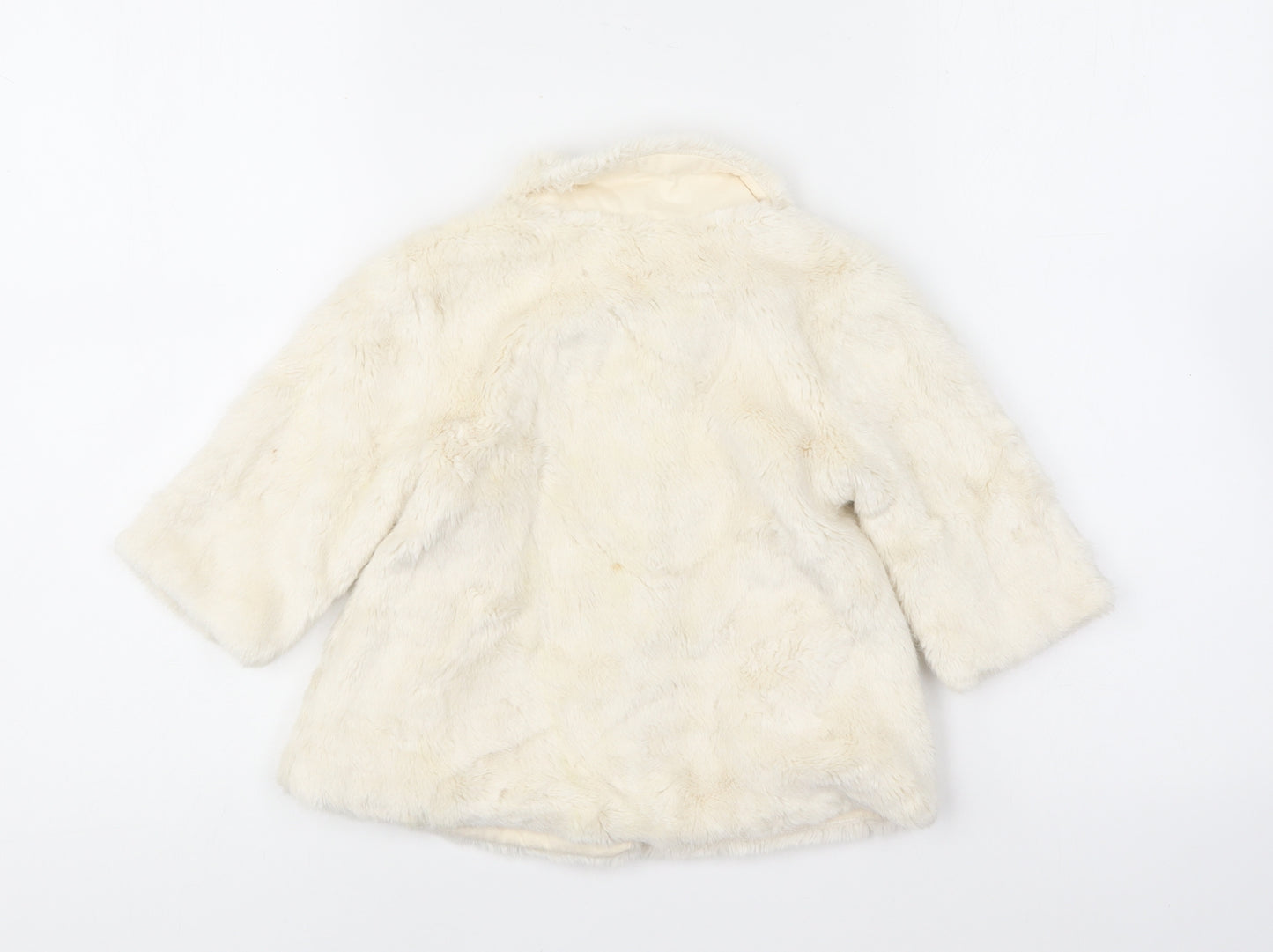 Monsoon Girls Ivory Jacket Size 6-9 Months Button - Faux Fur