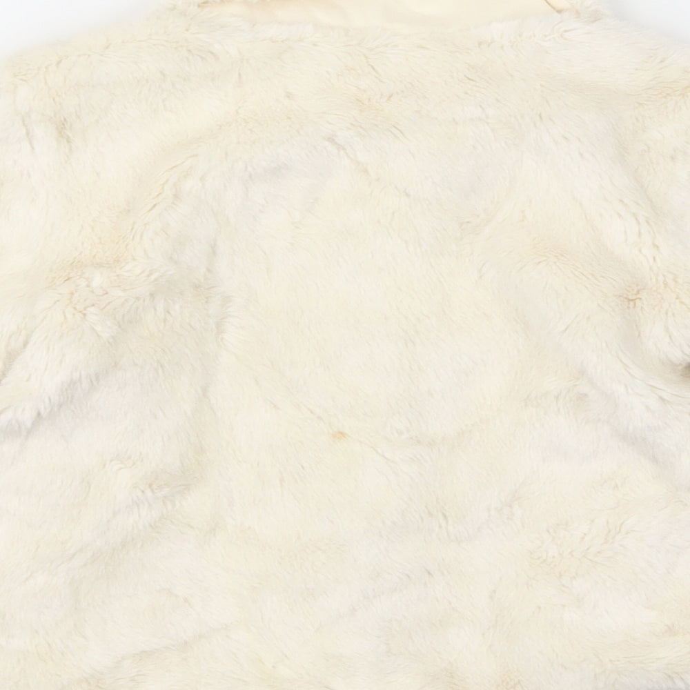 Monsoon Girls Ivory Jacket Size 6-9 Months Button - Faux Fur