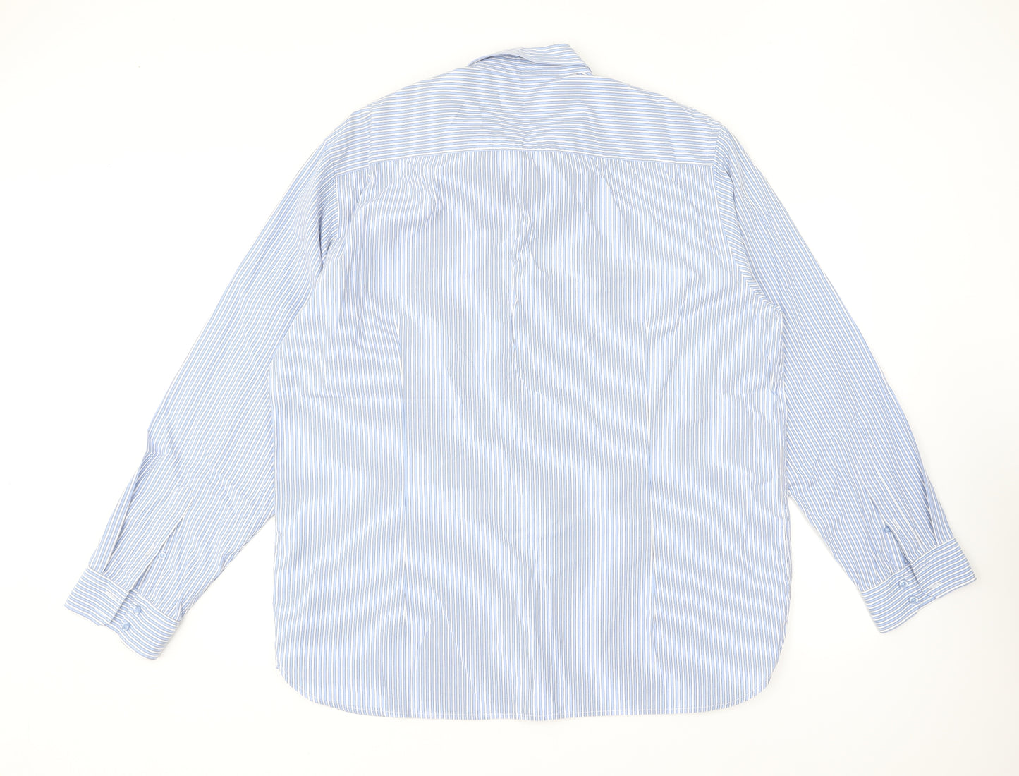 Dunnes Stores Mens Blue Striped Cotton Button-Up Size 2XL Collared Button