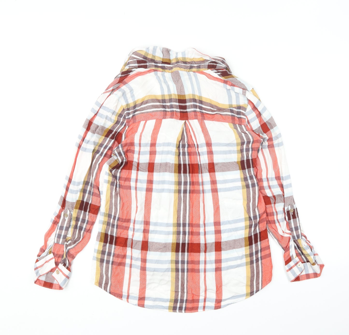 F&F Womens Multicoloured Plaid Viscose Basic Button-Up Size 8 Collared