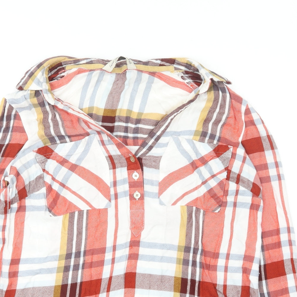 F&F Womens Multicoloured Plaid Viscose Basic Button-Up Size 8 Collared