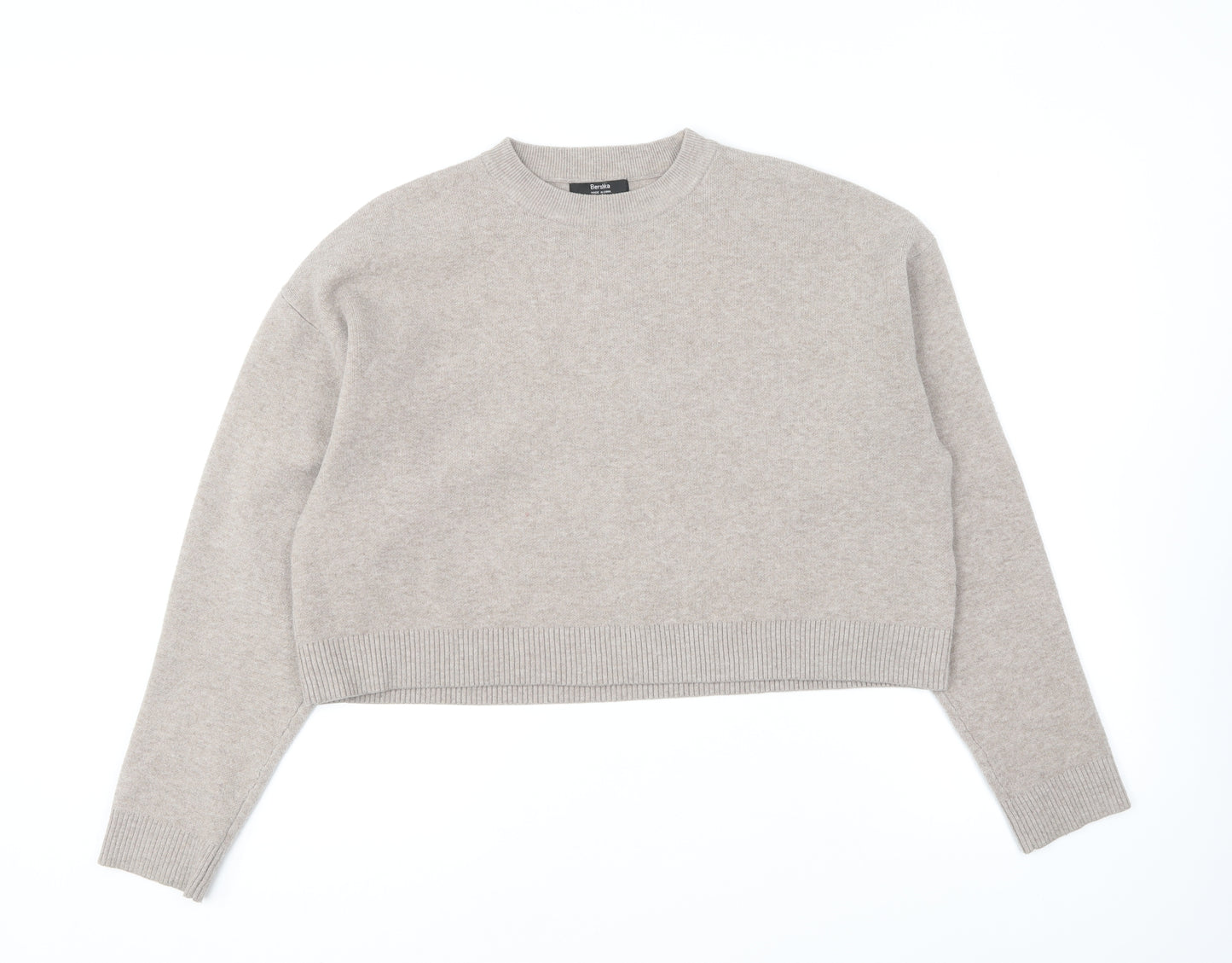 Bershka Womens Brown Round Neck Polyester Pullover Jumper Size M