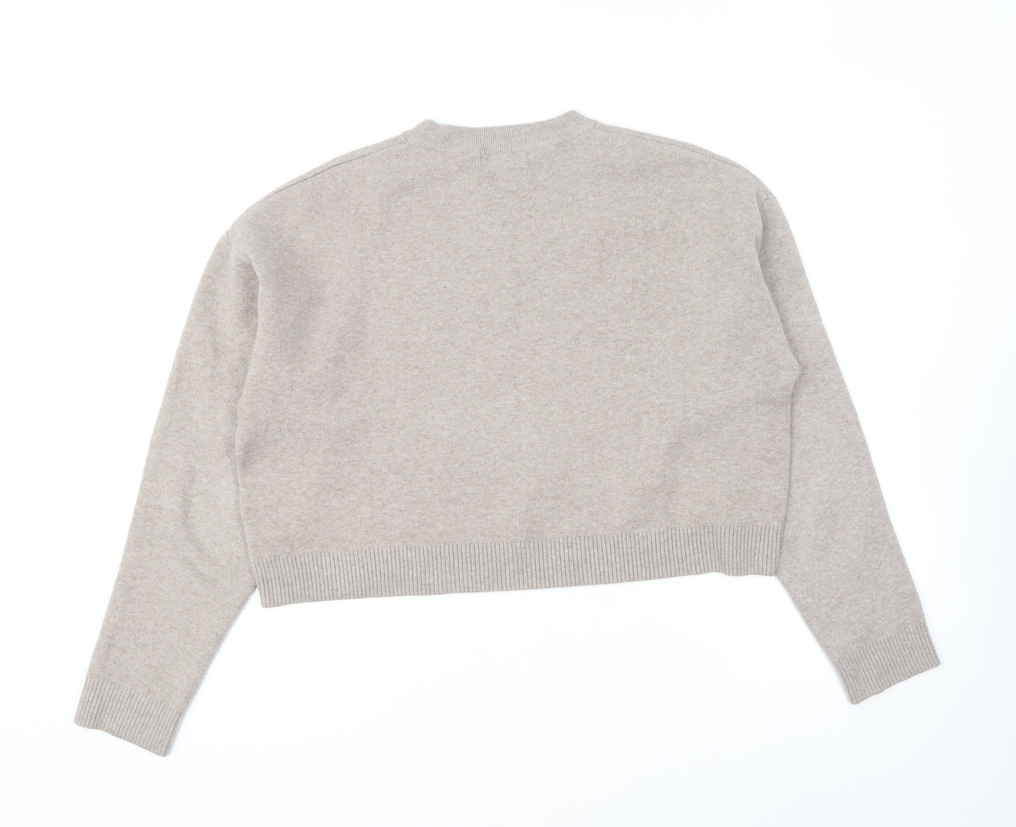 Bershka Womens Brown Round Neck Polyester Pullover Jumper Size M
