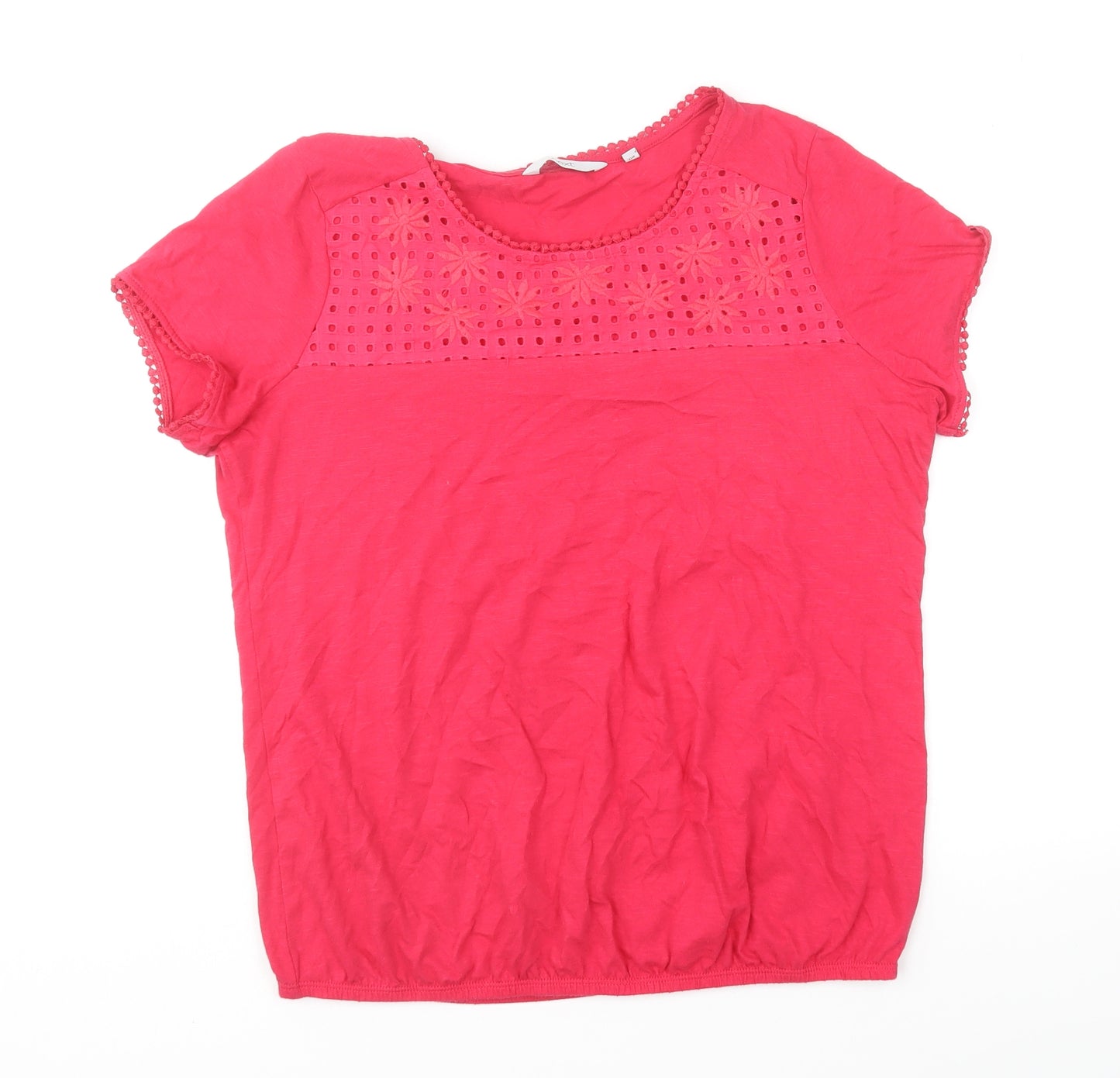 NEXT Womens Pink Cotton Basic T-Shirt Size 14 Round Neck