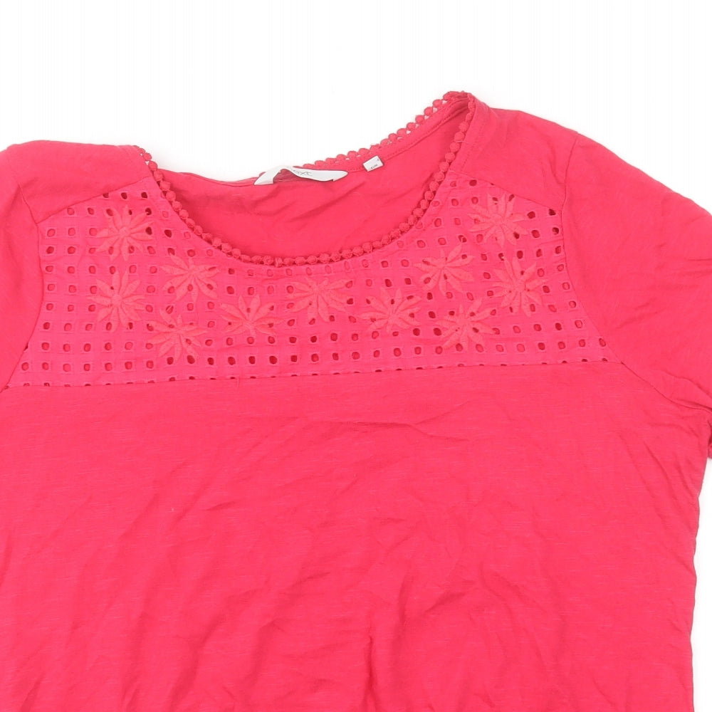 NEXT Womens Pink Cotton Basic T-Shirt Size 14 Round Neck