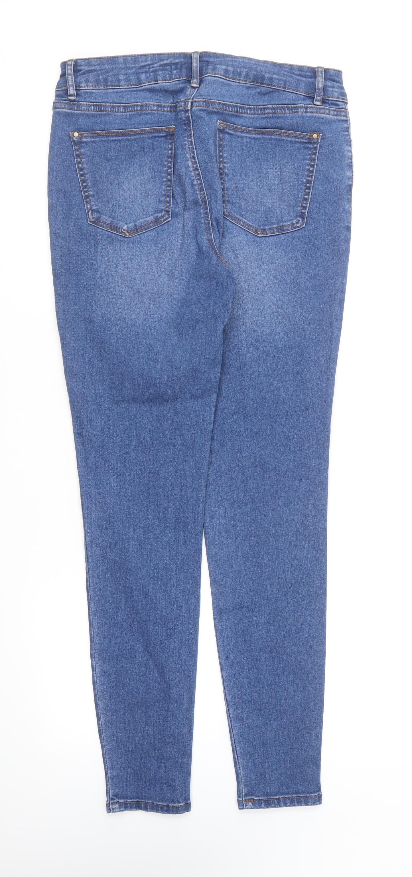 TU Womens Blue Cotton Skinny Jeans Size 10 L28 in Regular Button