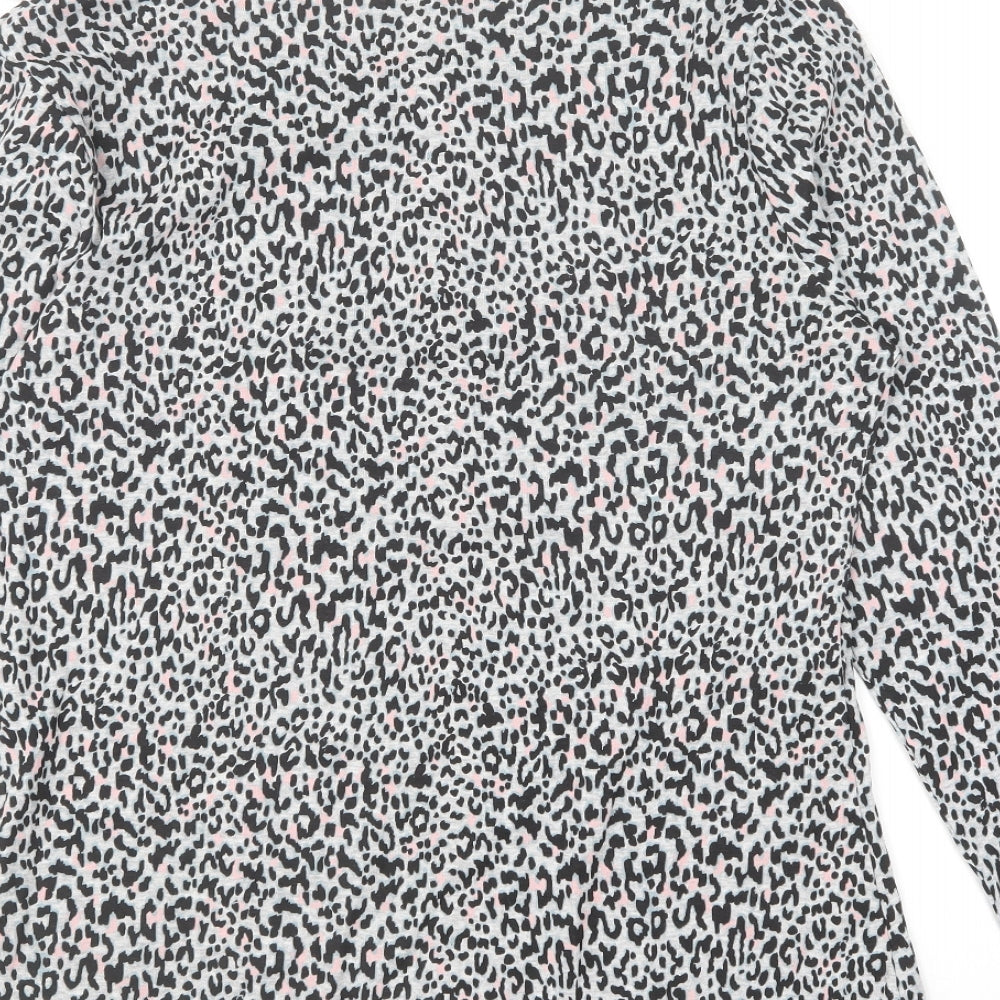 Papaya Womens Grey Animal Print Cotton Basic T-Shirt Size 18 Round Neck - Leopard Print