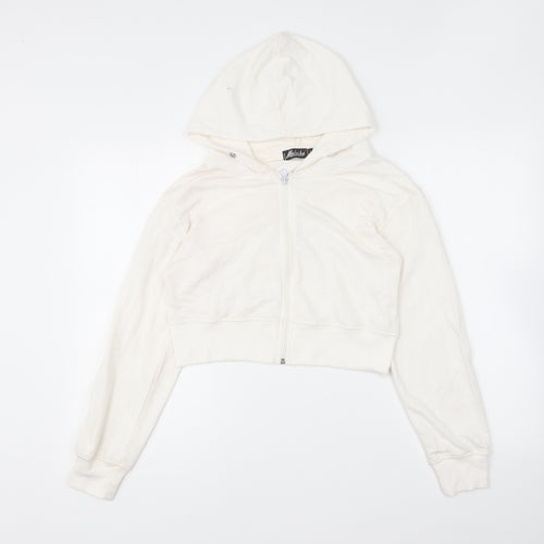 Malaika Girls Ivory Cotton Full Zip Hoodie Size L Zip - Cropped