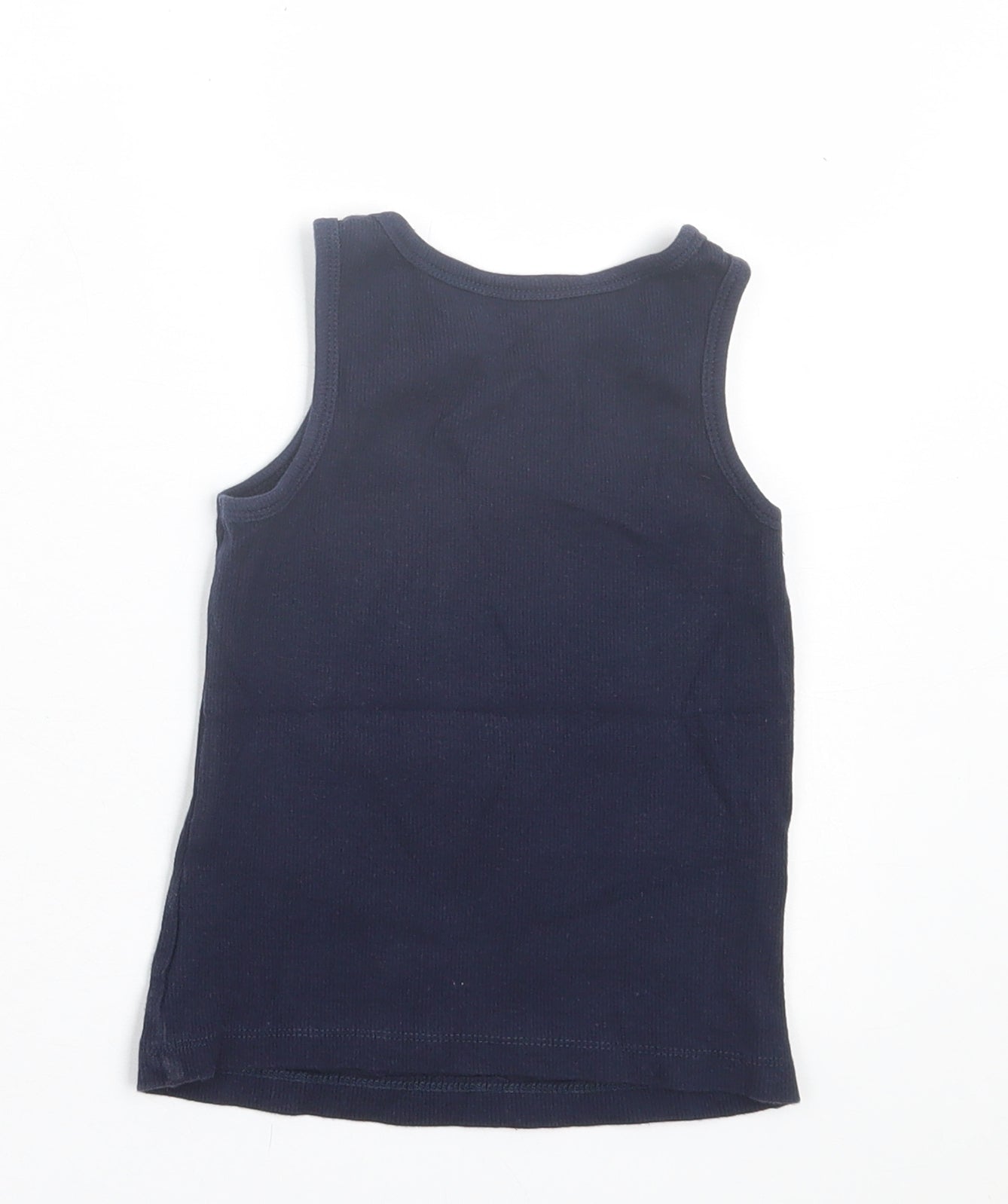 Dunnes Stores Girls Blue Striped Cotton Basic Tank Size 4 Years Crew Neck Pullover - Heart