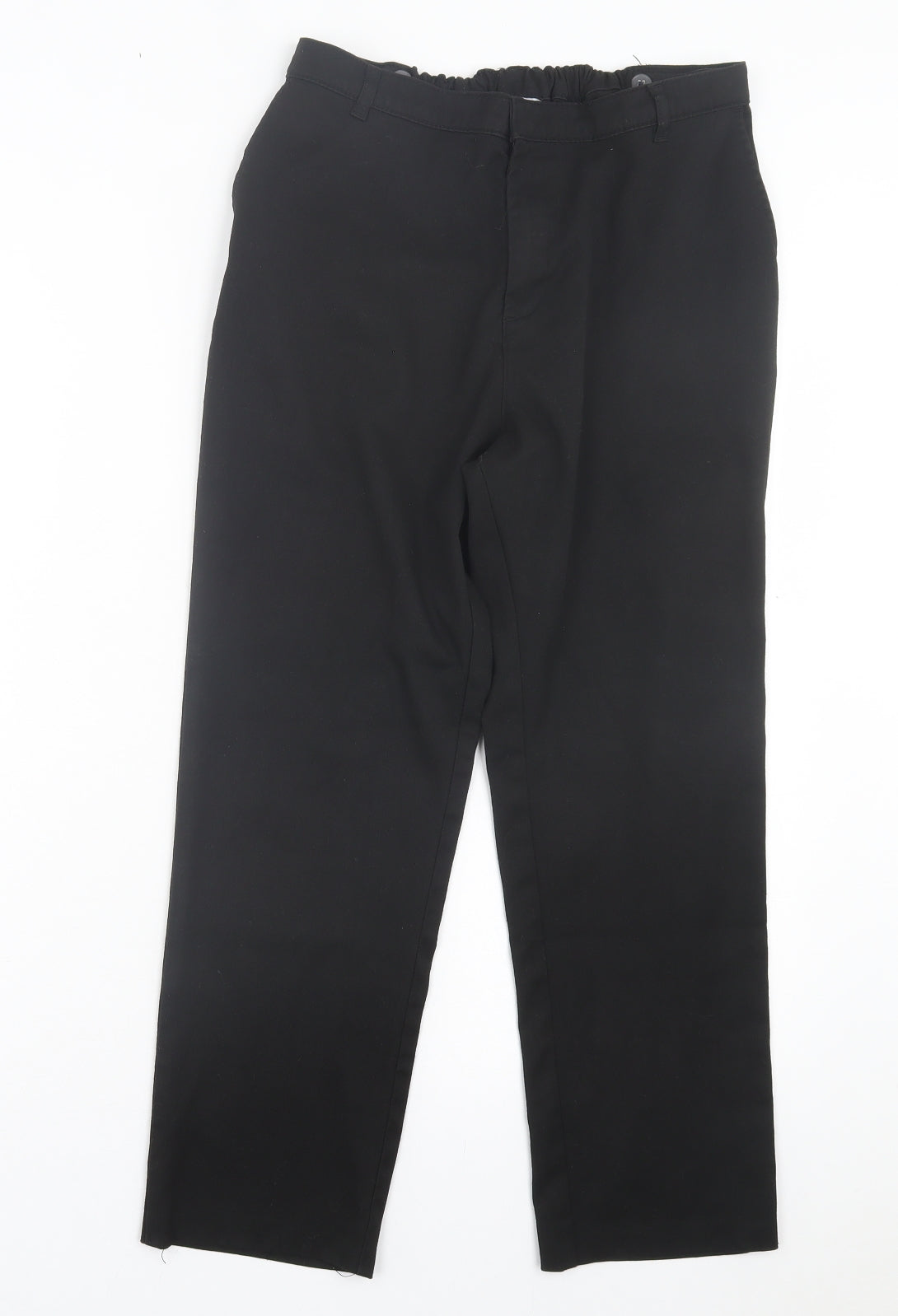 George Boys Black Polyester Chino Trousers Size 16 Years Regular Hook & Eye - School Wear