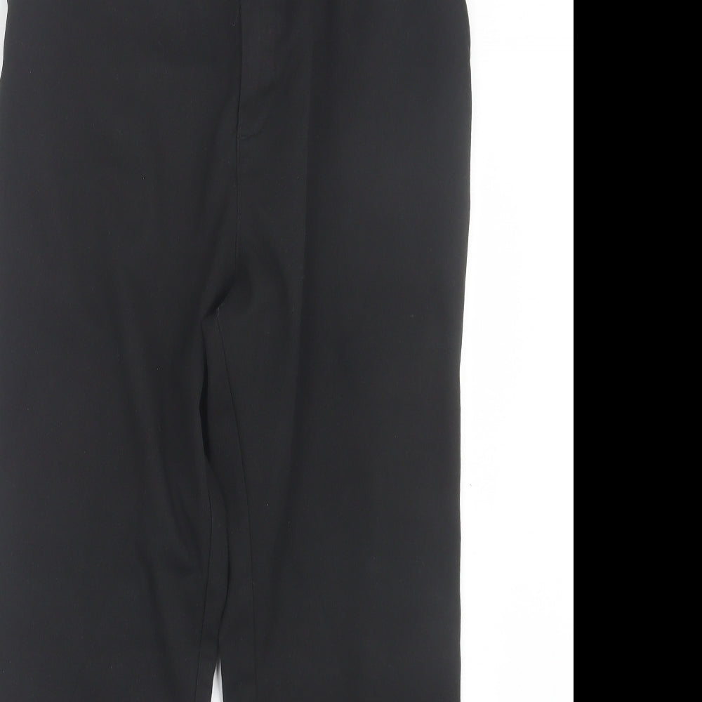 George Boys Black Polyester Chino Trousers Size 16 Years Regular Hook & Eye - School Wear