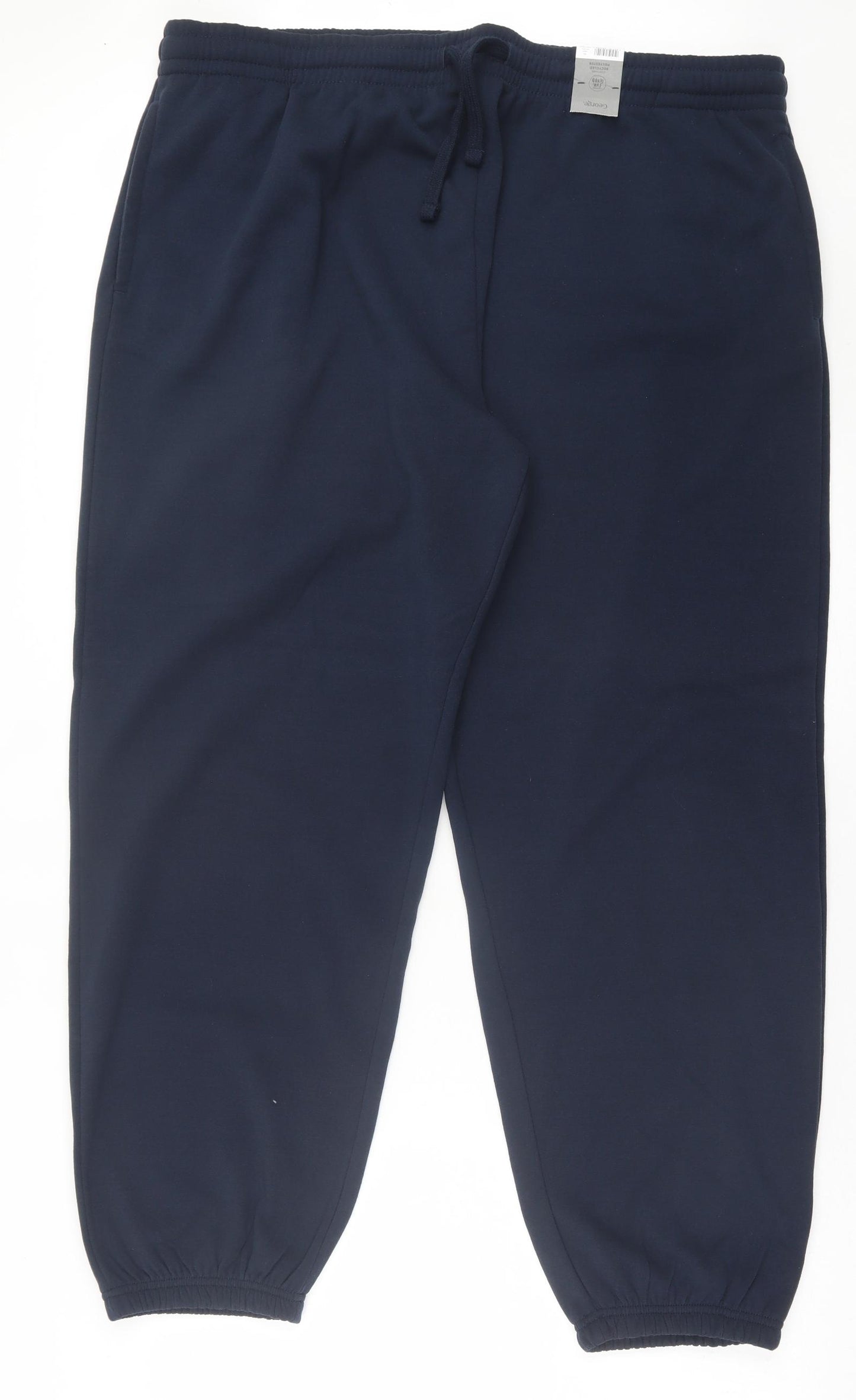 George Mens Blue Cotton Jogger Trousers Size 3XL L31 in Regular Drawstring