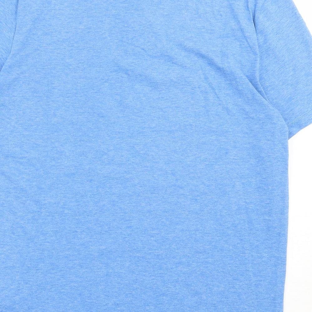 F&F Mens Blue Cotton T-Shirt Size L Henley - Light Blue
