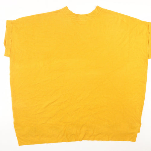 F&F Womens Yellow V-Neck Acrylic Vest Jumper Size L