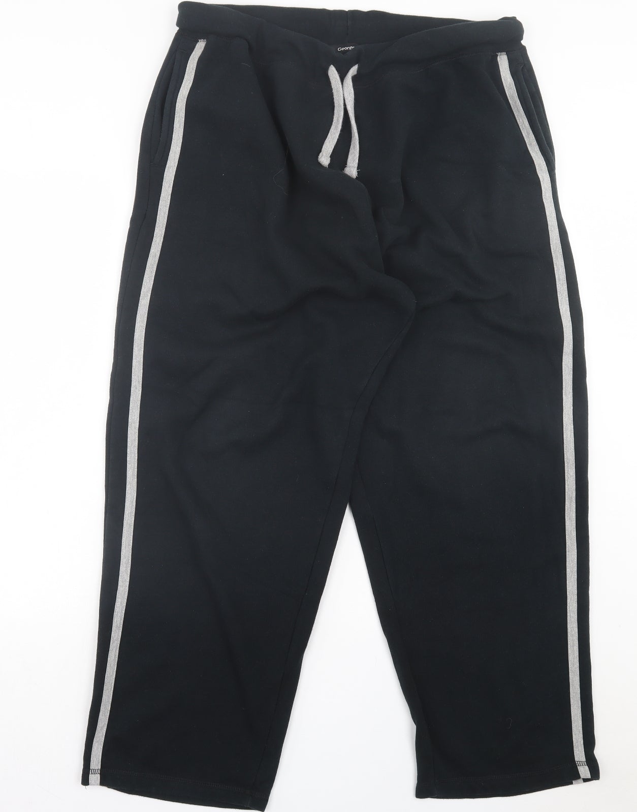 George Mens Black Striped Cotton Jogger Trousers Size XL L29 in Regular Drawstring - Grey Stripe