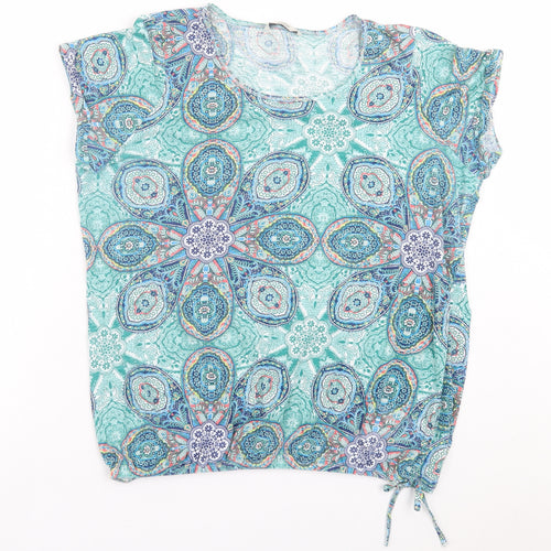 George Womens Green Paisley Cotton Basic T-Shirt Size 18 Crew Neck