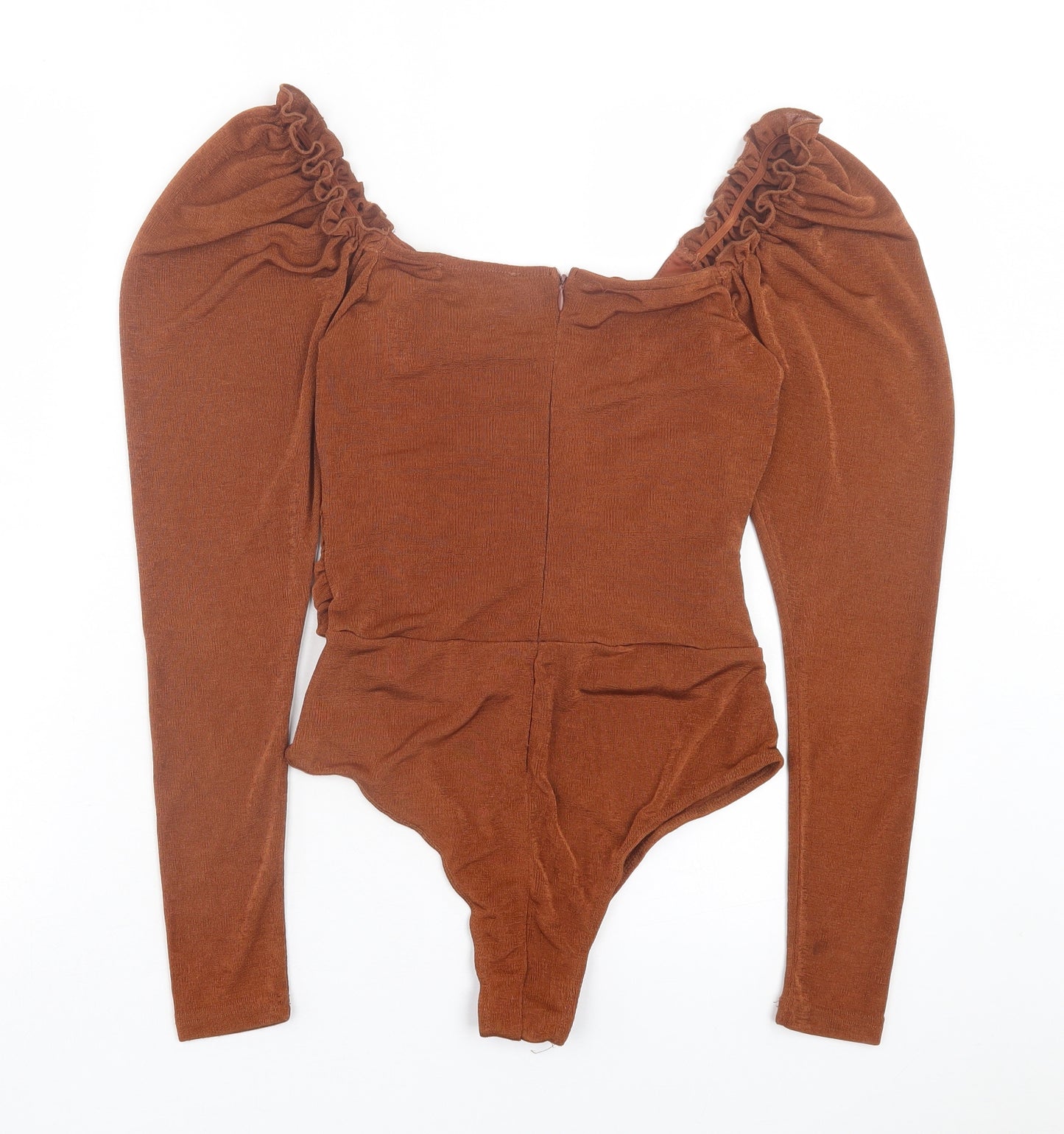 Girl in Mind Womens Brown Polyester Bodysuit One-Piece Size 10 Snap