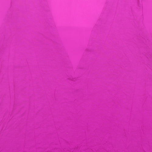 Warehouse Womens Purple Polyester Basic T-Shirt Size 10 Crew Neck