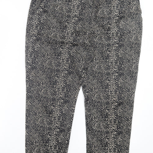 Marks and Spencer Womens Brown Animal Print Polyester Capri Trousers Size 34 in L25 in Regular Hook & Eye - Snake Print