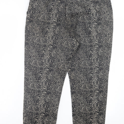 Marks and Spencer Womens Brown Animal Print Polyester Capri Trousers Size 34 in L25 in Regular Hook & Eye - Snake Print
