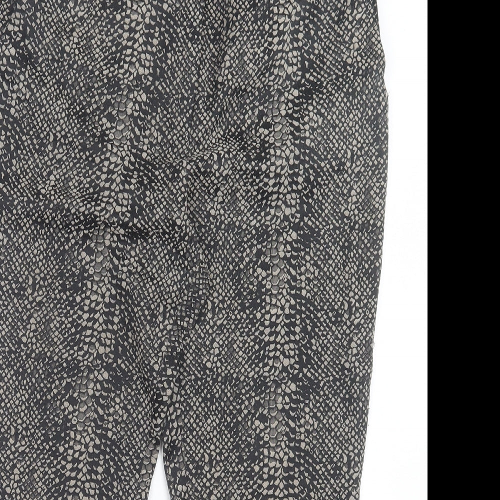 Marks and Spencer Womens Brown Animal Print Polyester Capri Trousers Size 34 in L25 in Regular Hook & Eye - Snake Print