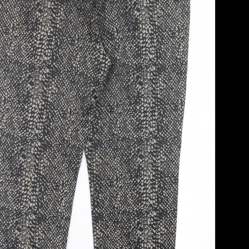 Marks and Spencer Womens Brown Animal Print Polyester Capri Trousers Size 34 in L25 in Regular Hook & Eye - Snake Print