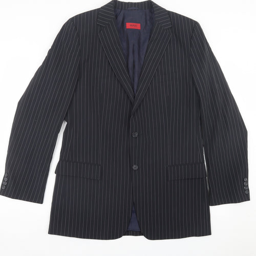 HUGO BOSS Mens Black Striped Wool Jacket Suit Jacket Size 40
