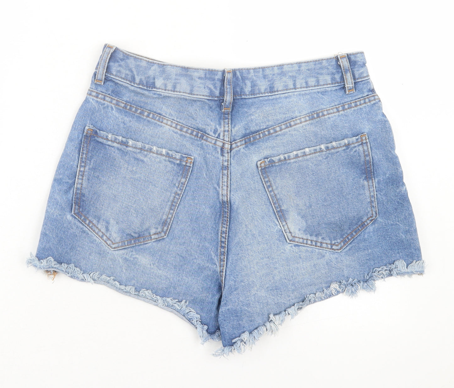 Denim & Co. Womens Blue Cotton Hot Pants Shorts Size 12 Regular Button - Distressed Ripped Shorts