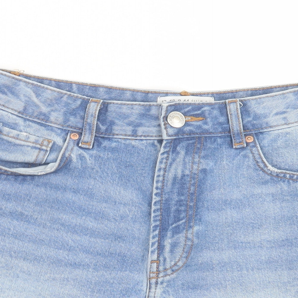 Denim & Co. Womens Blue Cotton Hot Pants Shorts Size 12 Regular Button - Distressed Ripped Shorts