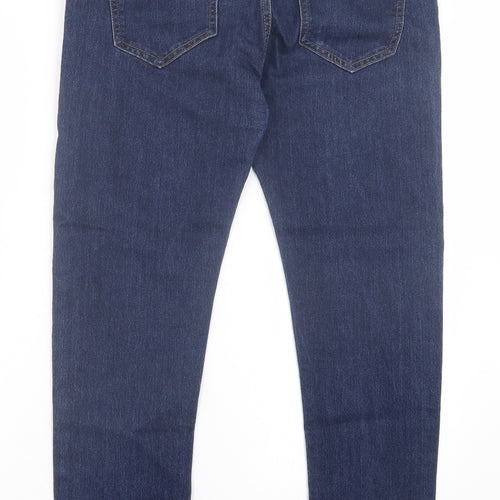 Denim & Co. Mens Blue Cotton Straight Jeans Size 16 L30 in Regular Button - Dark Blue