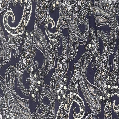 Oasis Womens Blue Paisley Viscose Cropped Trousers Size L L25 in Regular - Pull On