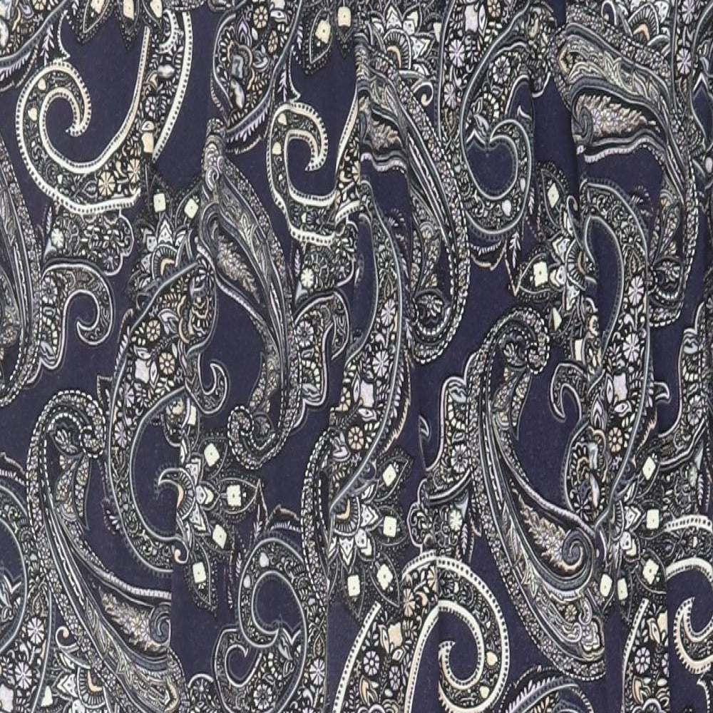 Oasis Womens Blue Paisley Viscose Cropped Trousers Size L L25 in Regular - Pull On