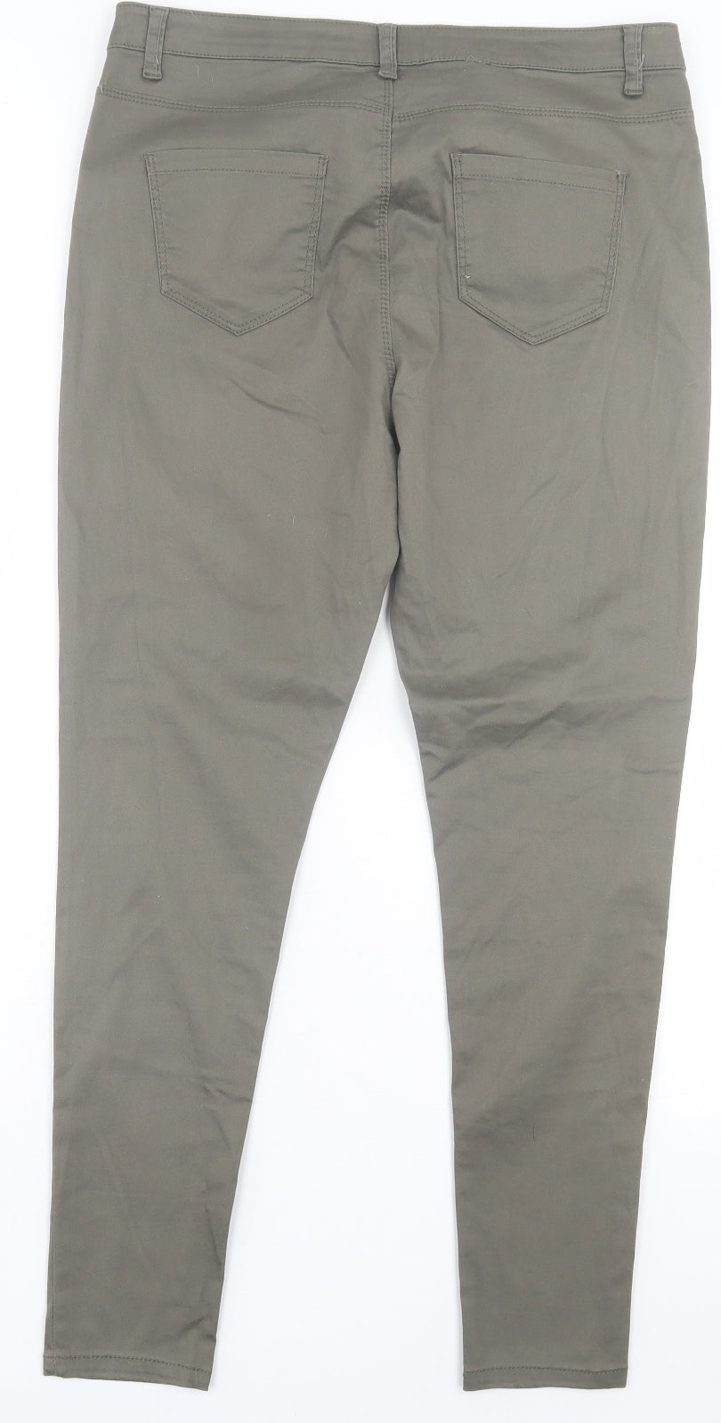 Denim & Co. Womens Green Cotton Skinny Jeans Size 14 L29 in Regular Button - Khaki Green