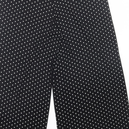 Roman Womens Black Polka Dot Viscose Trousers Size 14 L25 in Regular - Cropped