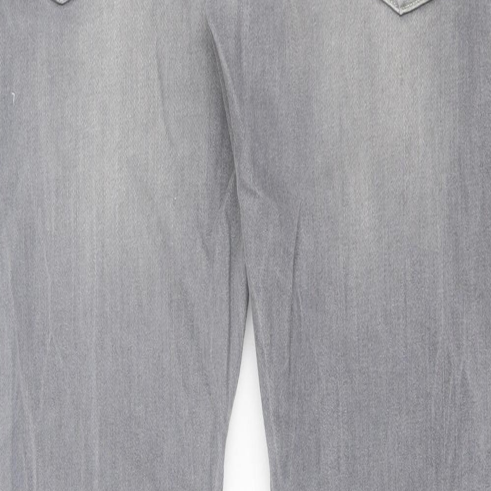 Scotch & Soda Mens Grey Cotton Straight Jeans Size 32 in L32 in Regular Button