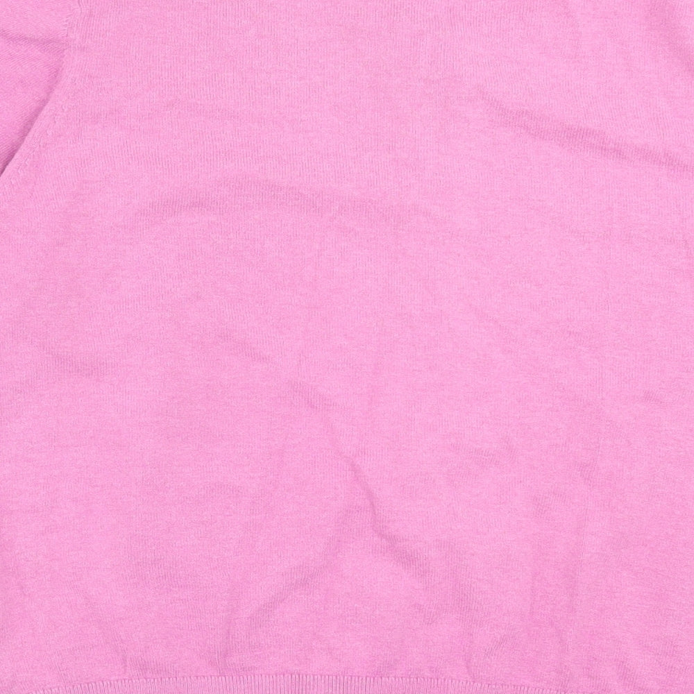 Marks and Spencer Womens Pink Crew Neck Cotton Cardigan Jumper Size 18