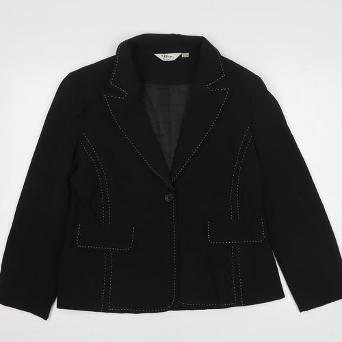 YFN Womens Black Polyester Jacket Blazer Size 16