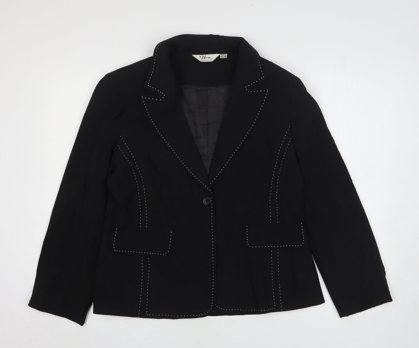 YFN Womens Black Polyester Jacket Blazer Size 16