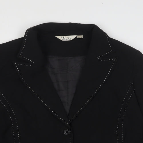 YFN Womens Black Polyester Jacket Blazer Size 16