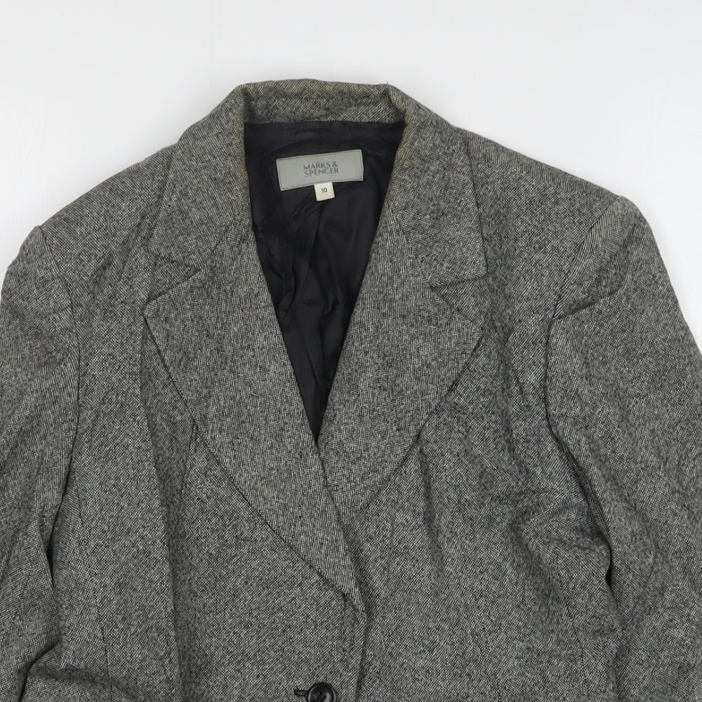 Marks and Spencer Womens Grey Wool Jacket Blazer Size 10